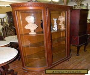 Item Antique Victorian Classic Carved Solid Oak Large China Curio Display Cabinet  for Sale