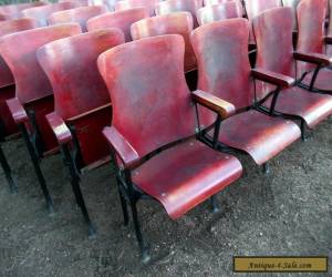 Item 1 ROW OF 6 ANTIQUE VINTAGE AMERICAN SEATING CO. WOOD MOVIE THEATER CHAIR SEATS for Sale