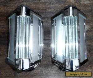 Item Vintage Pair of Art Deco Chrome & Glass Rod Wall Sconces Lights for Sale