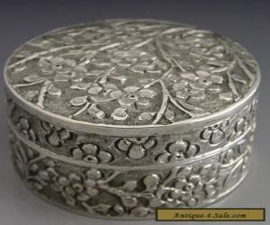 Item BEAUTIFUL CHINESE EXPORT SILVER BLOSSOM BOX c1900 ANTIQUE for Sale