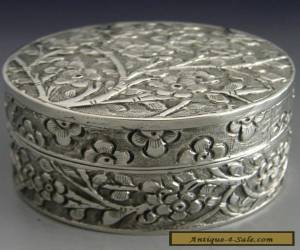 Item BEAUTIFUL CHINESE EXPORT SILVER BLOSSOM BOX c1900 ANTIQUE for Sale