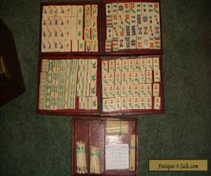 Item Vintage Antique Chinese Mah Jong Mahjong Set Wood Case Carved Bone Bamboo for Sale