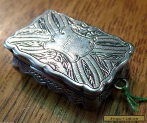 Item GEORGE UNITE ANTIQUE VICTORIAN SOLID SILVER STERLING VINAIGRETTE BIRMINGHAM 1866 for Sale