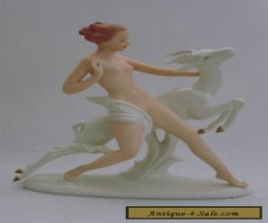 Item Nude Woman Lady Ibex Goat Decoration Porcelain Figurine Wallendorf German  for Sale