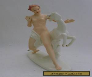 Item Nude Woman Lady Ibex Goat Decoration Porcelain Figurine Wallendorf German  for Sale
