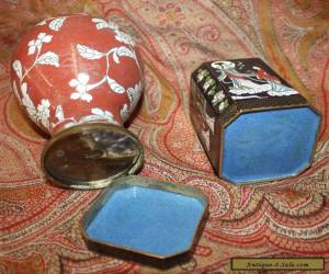 Item Antique Vintage Chinese Mei Ping Brass Enamel Vase & Cloisonne Box for Sale