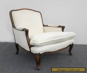 Item Vintage French Provincial Style Carved Wood White Cotton Blend Accent Chair  for Sale