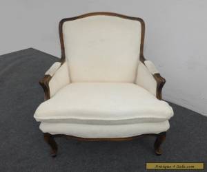 Item Vintage French Provincial Style Carved Wood White Cotton Blend Accent Chair  for Sale