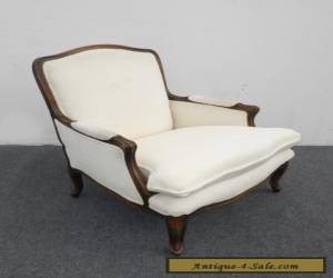 Item Vintage French Provincial Style Carved Wood White Cotton Blend Accent Chair  for Sale