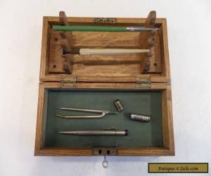 Item EDWARDIAN TIGER OAK WRITING BOX WITH INTEGRATED PEN STAND + CONTENTS- LOCK & KEY for Sale