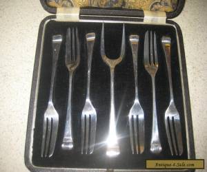 Item SET OF 7 ANTIQUE ENGLISH STERLING SILVER FORK SET IN BOX for Sale