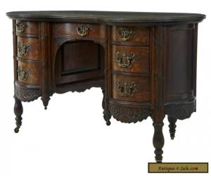 Item LATE 19TH CENTURY CARVED OAK KIDNEY SHAPED WRITING DESK for Sale