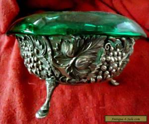 Item Victorian Silver bowl with green glass insert for Sale