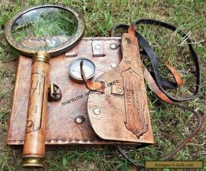 Item Set of 3 Brass Compass,Telescope & Magnifying Glass with Leather case/Best Gift. for Sale