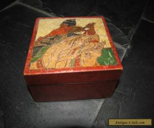 Item ANTIQUE MEIJI PERIOD WOODEN JAPANESE WARRIOR TRINKET BOX for Sale