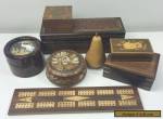 8 VINTAGE WOODEN BOXES & TREEN - BEAUTIFUL MIXED LOT - CARVED INLAID SAN YOU ETC for Sale