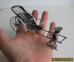 Item Fine Old Chinese HK Sterling Silver Figural Rickshaw Salt & Pepper Cruet Holder for Sale