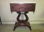 Vintage Genuine Solid Mahogany Rose Carved Marble Top Table Ornate With Drawer for Sale