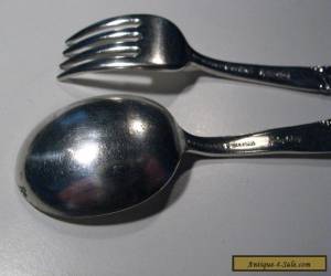 Item STERLING SILVER Baby Set 2-PC 4 " Fork and Spoon Mono  for Sale