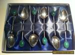 Rare Chinese Jade & Sterling Silver Teaspoon Set Made in Hong Kong 1960s for Sale