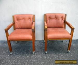 Item Pair of Vintage Mid-Century Modern Oak Side by Side Chairs 5456 for Sale