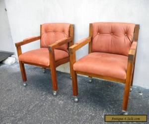 Item Pair of Vintage Mid-Century Modern Oak Side by Side Chairs 5456 for Sale