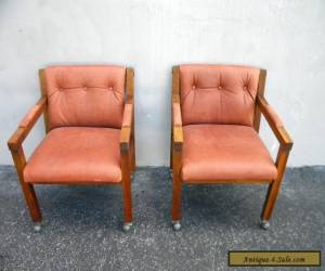 Item Pair of Vintage Mid-Century Modern Oak Side by Side Chairs 5456 for Sale