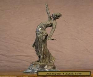 Item TALL antique bronze marble LADY DANCER STATUE Art Deco sculpture Frishmuth style for Sale