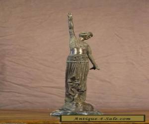 Item TALL antique bronze marble LADY DANCER STATUE Art Deco sculpture Frishmuth style for Sale