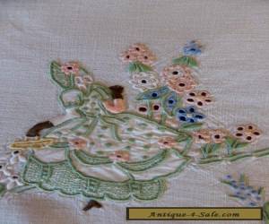 Item VINTAGE CRINOLINE LADY HAND TOWEL,GARDEN ,SOUTHERN BELLE,LOVELY EMBROIDERY for Sale