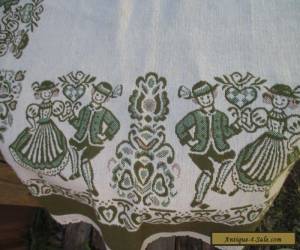 Item VINTAGE GREEN &CREAM TABLE CLOTH  for Sale