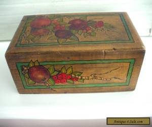 Item LOVELY OLD HAND-PAINTED WOODEN BOX WITH PLUMS AND FOLIAGE c1910 for Sale