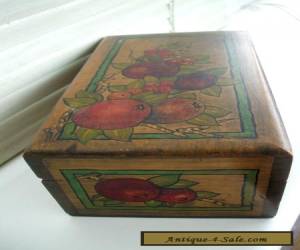 Item LOVELY OLD HAND-PAINTED WOODEN BOX WITH PLUMS AND FOLIAGE c1910 for Sale