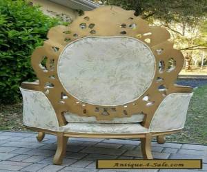 Item VINTAGE ANTIQUE CARVED ORNATE GILT French Boudoir Chair Original Button Back for Sale