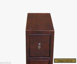 Item Asian Chinese Brown Wooden Narrow Cabinet Side End Table w/3 Drawers Ma2-02 for Sale