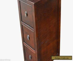 Item Asian Chinese Brown Wooden Narrow Cabinet Side End Table w/3 Drawers Ma2-02 for Sale