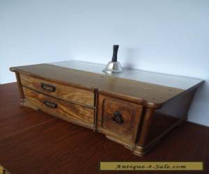 Item Antique Vintage 3-Drawer Desktop Wood Storage Box Solid Hand Crafted for Sale