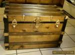1800's Antique Victorian Large Flat Top Steamer Trunk  for Sale