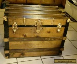 Item 1800's Antique Victorian Large Flat Top Steamer Trunk  for Sale