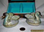 Pair of Vintage Oriental Cloisonne Geese in Original Box  for Sale