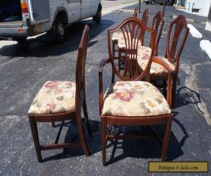Item 6 Vintage Hepplewhite Style Mahogany Carved Shield Back Dining chairs Mid Cent for Sale