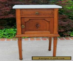 Item Antique French Oak Marble Top Art Deco Side Cabinet Lamp or End Table Nightstand for Sale