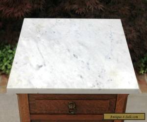Item Antique French Oak Marble Top Art Deco Side Cabinet Lamp or End Table Nightstand for Sale