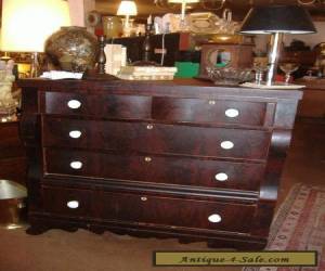 Item Period Empire Flame Mahogany Tall High Chest Dresser Antique Vintage Early for Sale