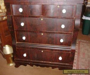 Item Period Empire Flame Mahogany Tall High Chest Dresser Antique Vintage Early for Sale