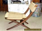 Vtg. Mid Century Danish Modern Folding Wood Rope Chair ( Needs TLC )  for Sale