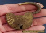 Antique vintage early 20thC BRASS PADLOCK working with KEY for Sale