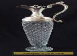 Vintage Diamond Pattern Glass & Silver/metal Decanter with Cork based Stopper. for Sale