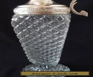 Item Vintage Diamond Pattern Glass & Silver/metal Decanter with Cork based Stopper. for Sale