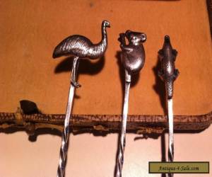 Item Rare Australian Made Sterling Silver Teaspoon Set with Animals on Handles for Sale